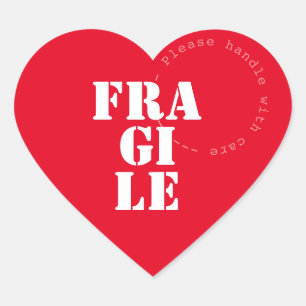 Fragile shipping stiker advice heart - shaped heart sticker