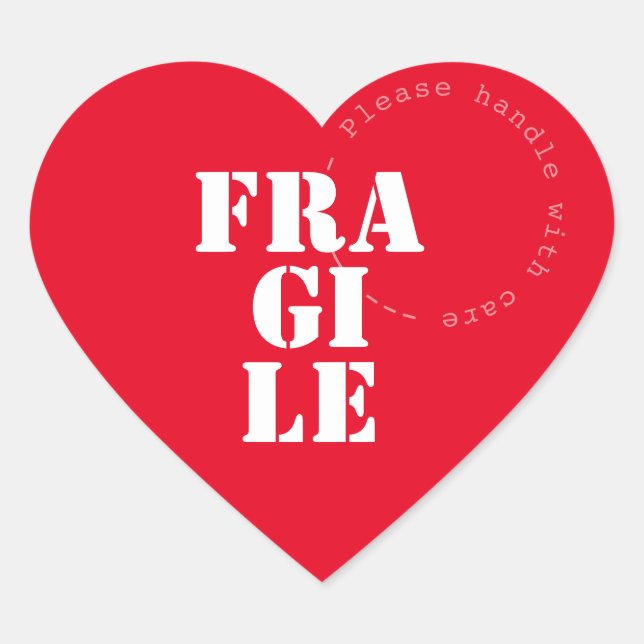 Fragile shipping stiker advice heart - shaped heart sticker (Front)