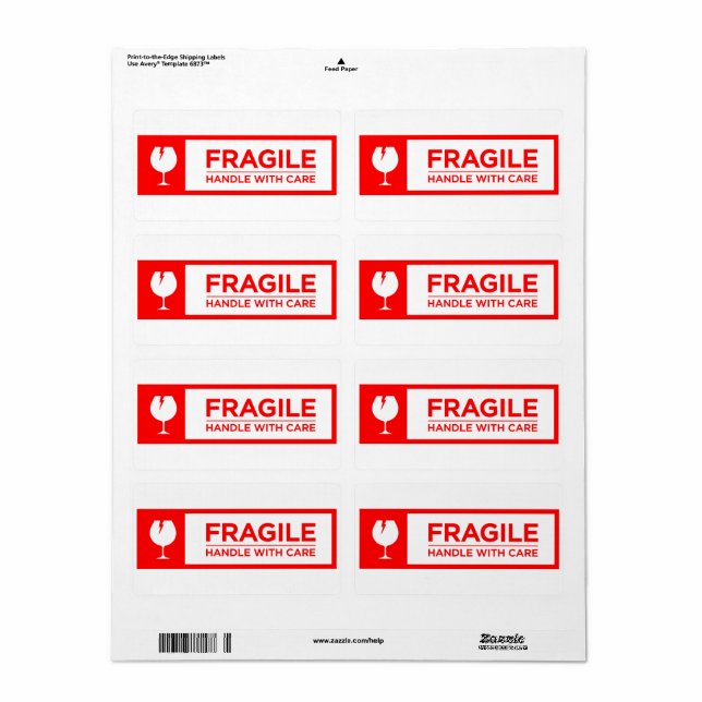 Fragile Stickers Handle with Care (Full Sheet)