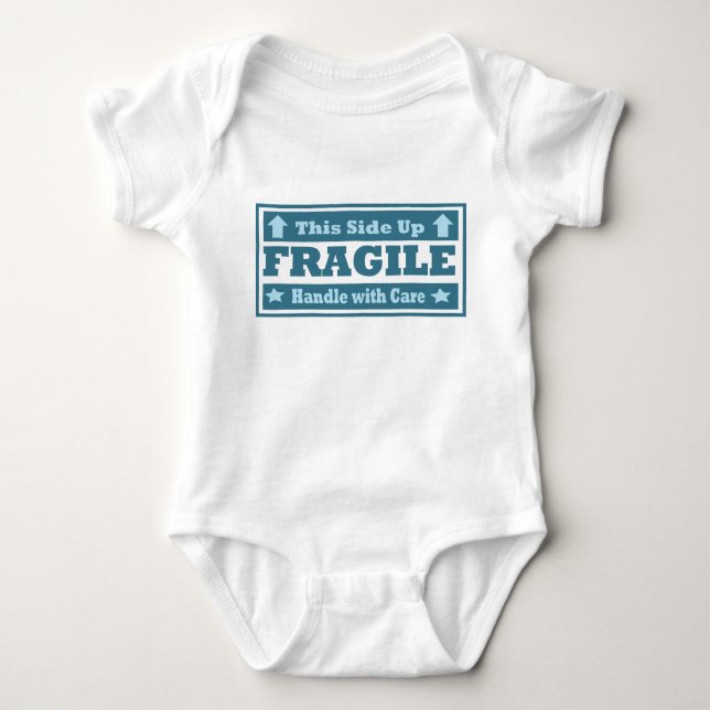 Fragile This Side Up Funny Baby One-Piece Bodysuit (Front)