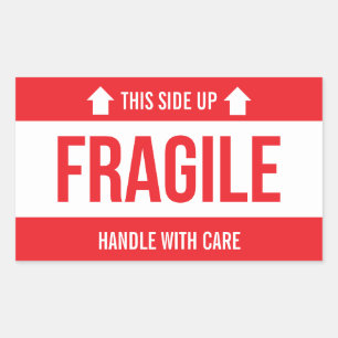 Fragile This Side Up Handle With Care Rectangular Sticker