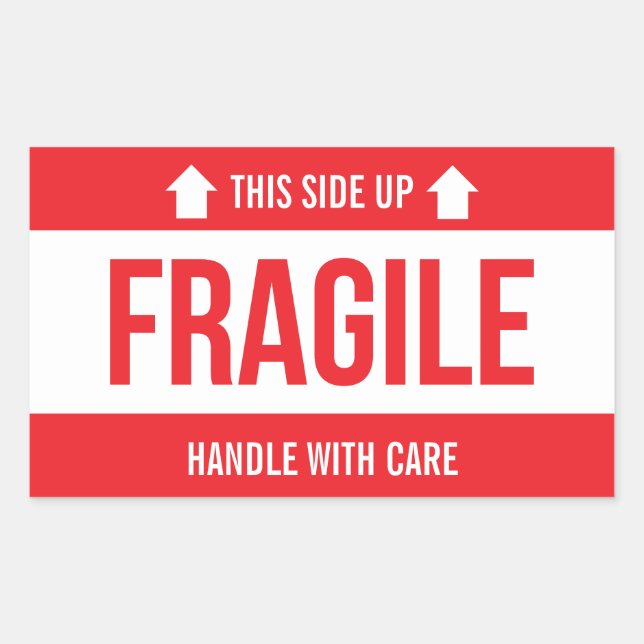 Fragile This Side Up Handle With Care Rectangular Sticker (Front)