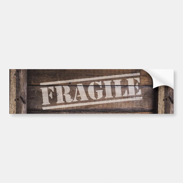 Fragile wood crate vintage bumper sticker (Front)