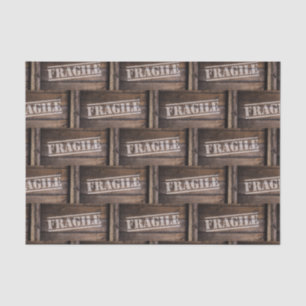 Fragile wood crate vintage tissue paper