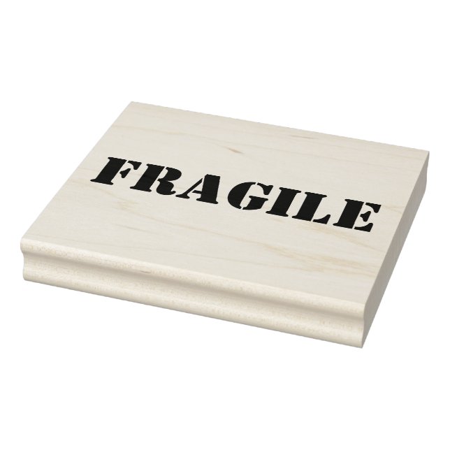 Fragile Wooden Block Mounted Rubber Stamp (Stamp)