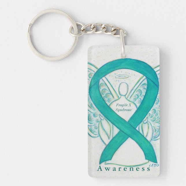 Fragile X Syndrome Angel Awareness Ribbon Keychain (Front)