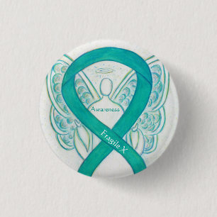 Fragile X Teal Awareness Angel Ribbon Pin