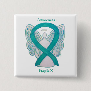 Fragile X Teal Awareness Angel Ribbon Pin