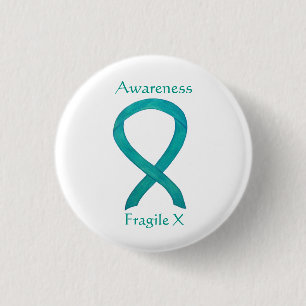 Fragile X Teal Awareness Custom Ribbon Pin