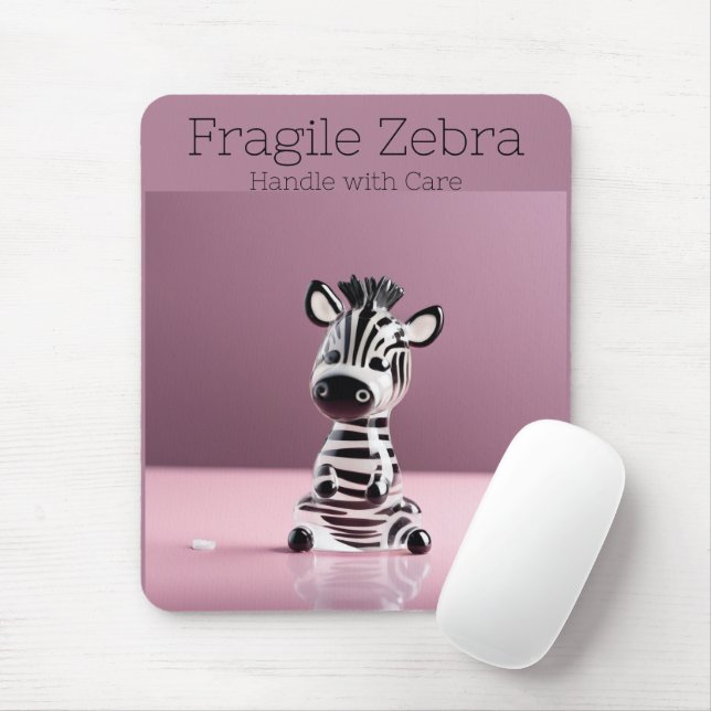 Fragile Zebra: Handle with Care Mouse Mat (With Mouse)