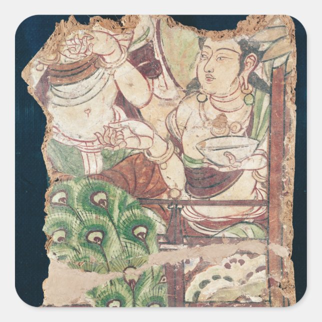 Fragment depicting a Buddhist paradise Square Sticker (Front)