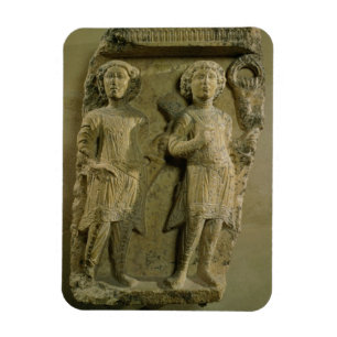 Fragment of a bas-relief plaque depicting two sold magnet