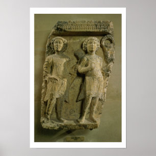 Fragment of a bas-relief plaque depicting two sold poster