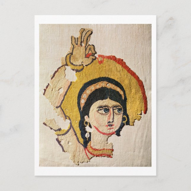 Fragment of a tapestry depicting the head of a dan postcard (Front)