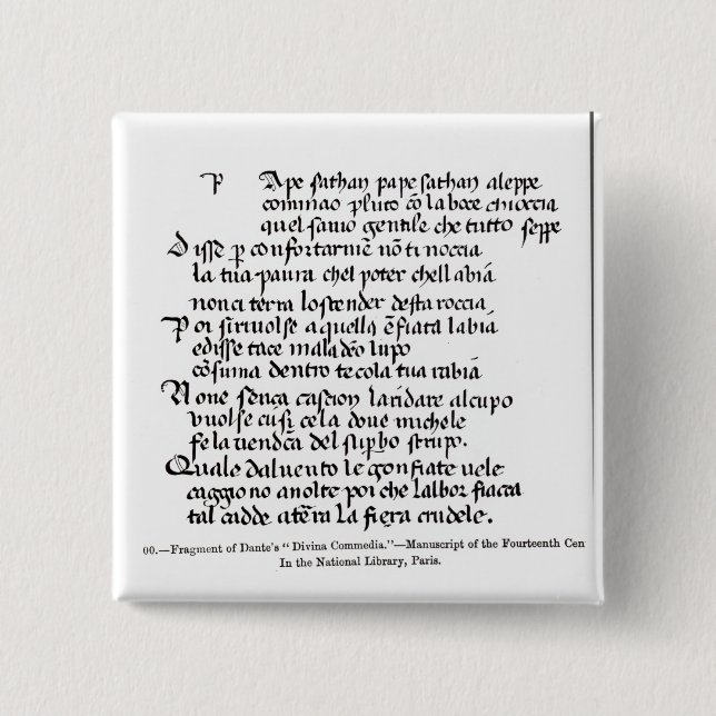Fragment of Dante's  'Divina Commedia' 15 Cm Square Badge (Front)