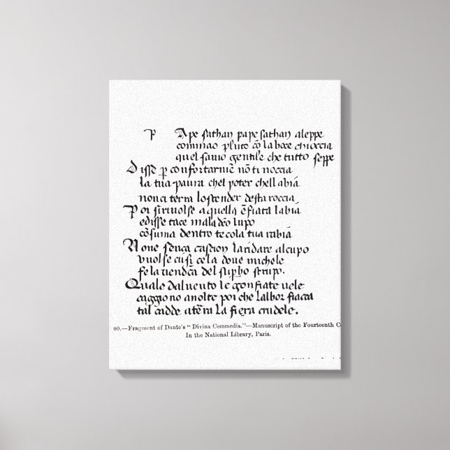 Fragment of Dante's  'Divina Commedia' Canvas Print (Front)