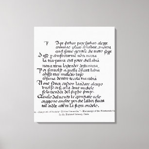 Fragment of Dante's  'Divina Commedia' Canvas Print