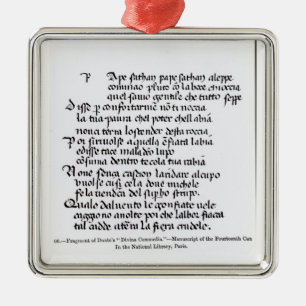 Fragment of Dante's  'Divina Commedia' Metal Tree Decoration