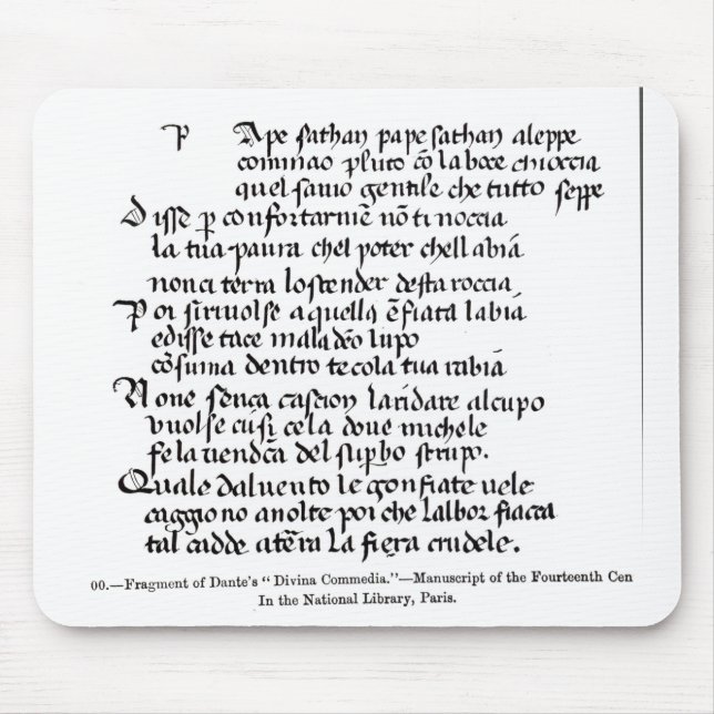 Fragment of Dante's  'Divina Commedia' Mouse Mat (Front)
