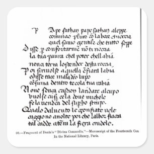 Fragment of Dante's  'Divina Commedia' Square Sticker