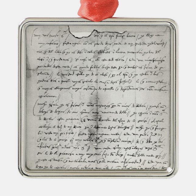 Fragment of letter written by Christopher Metal Tree Decoration (Front)