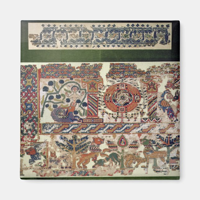 Fragment of textile depicting Jonah and the Whale Magnet (Front)