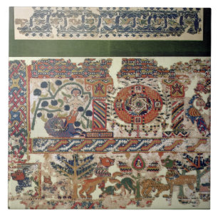 Fragment of textile depicting Jonah and the Whale Tile