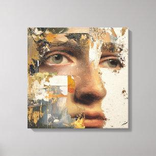 Fragmented Abstract Portrait - Face Textured Canvas Print