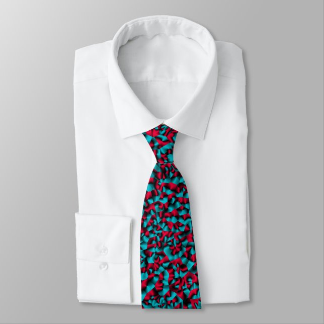 Fragmented Blue and Red Tie (Tied)