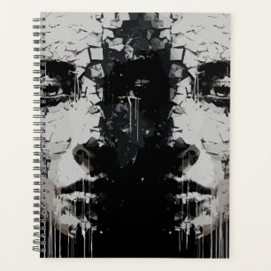 Fragmented Face: Dark Abstract Expression Planner