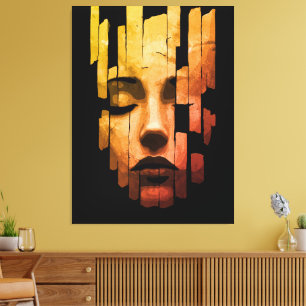 Fragmented Serenity – Surreal Digital Portrait Canvas Print