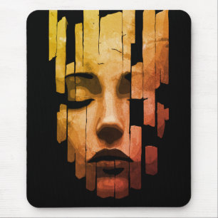 Fragmented Serenity – Surreal Digital Portrait Mouse Mat