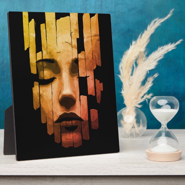 Fragmented Serenity – Surreal Digital Portrait Plaque (Side)