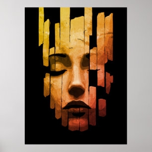 Fragmented Serenity – Surreal Digital Portrait Poster