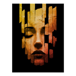 Fragmented Serenity – Surreal Digital Portrait Poster