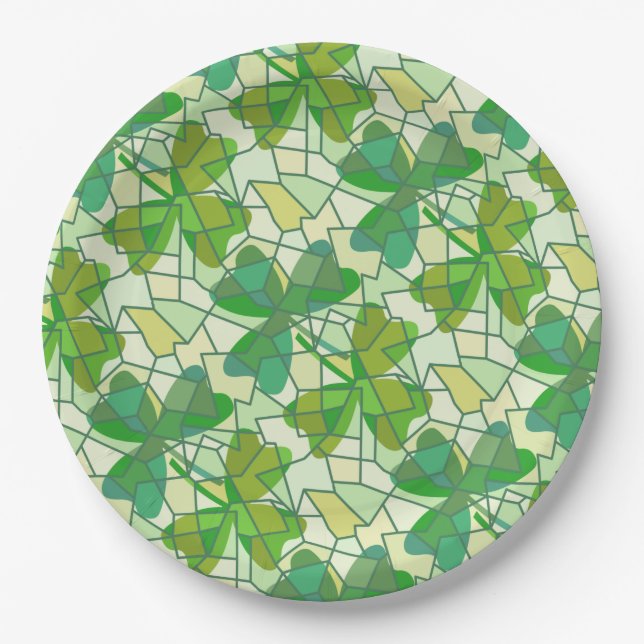 Fragmented Shamrocks  Paper Plate (Front)