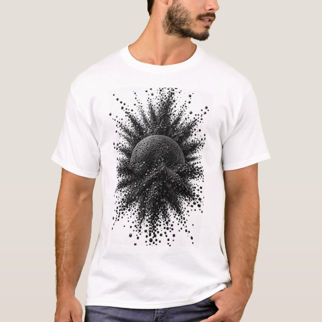 Fragmented Sphere - Black Cube Explosion T-Shirt (Front)