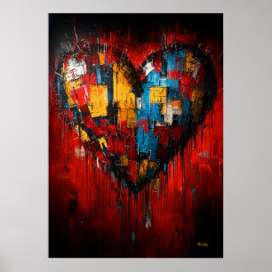 Fragments of Love Contemporary Expressionist Heart Poster
