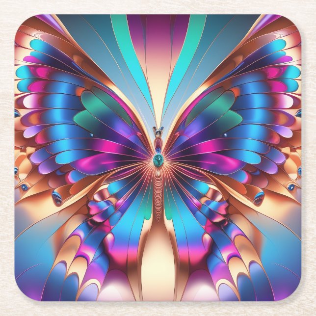 Fragments of Mariposa Square Paper Coaster (Front)