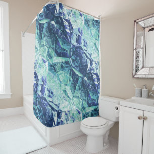 fragments of memories, blue green crystal : shower curtain