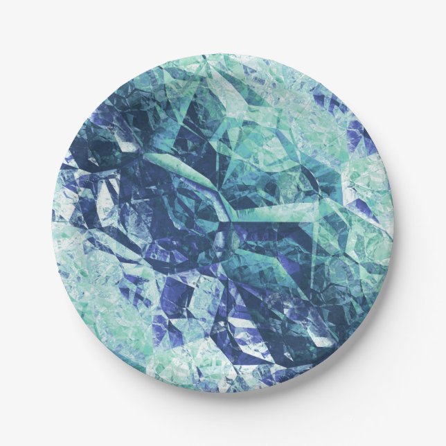 fragments of memories, in cobalt and mint paper plate (Front)