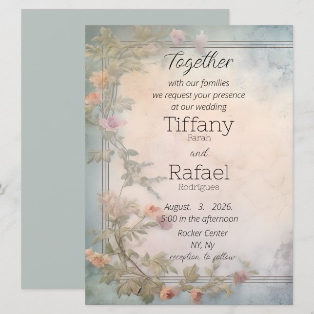 Fragranced Garden Flat Wedding Invitation (Front/Back)