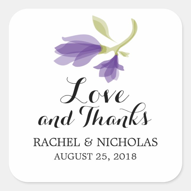 Fragrant Freesia Petals | Favour Thank You Square Sticker (Front)