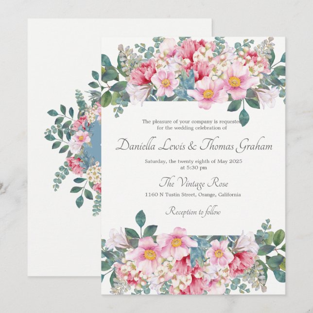 Fragrant Garden Wedding Invitation (Front/Back)