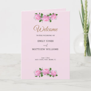 Fragrant Pink Roses, Wedding Booklet Programme