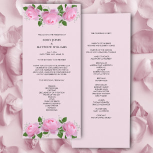 Fragrant Pink Roses, Wedding Ceremony Programme