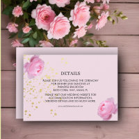 Fragrant Pink Roses Wedding Details Enclosure Card