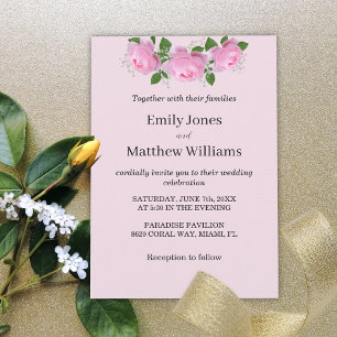 Fragrant Pink Roses, Wedding Invitation