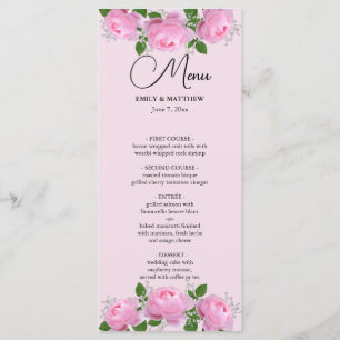 Fragrant Pink Roses, Wedding  Menu
