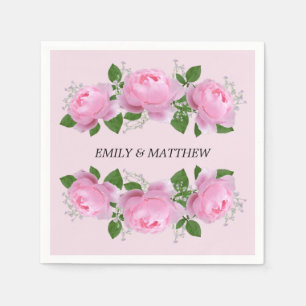 Fragrant Pink Roses Wedding Napkin